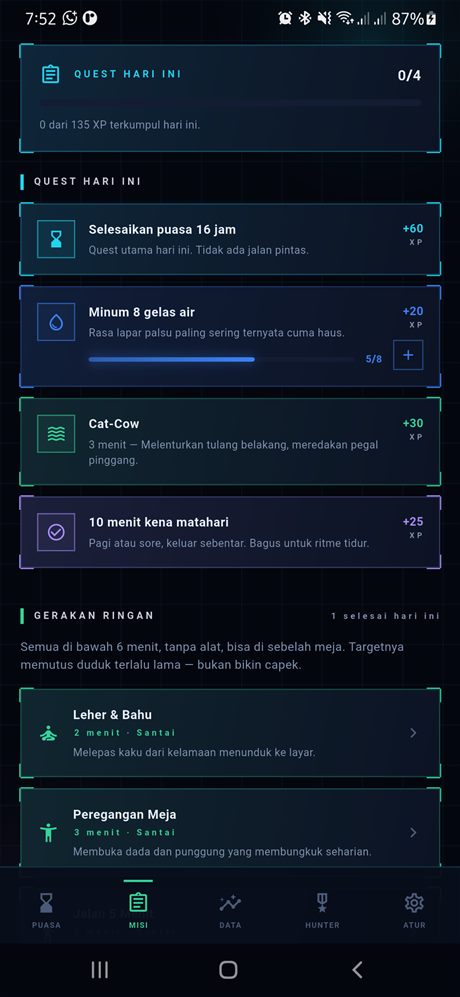 Layar misi harian